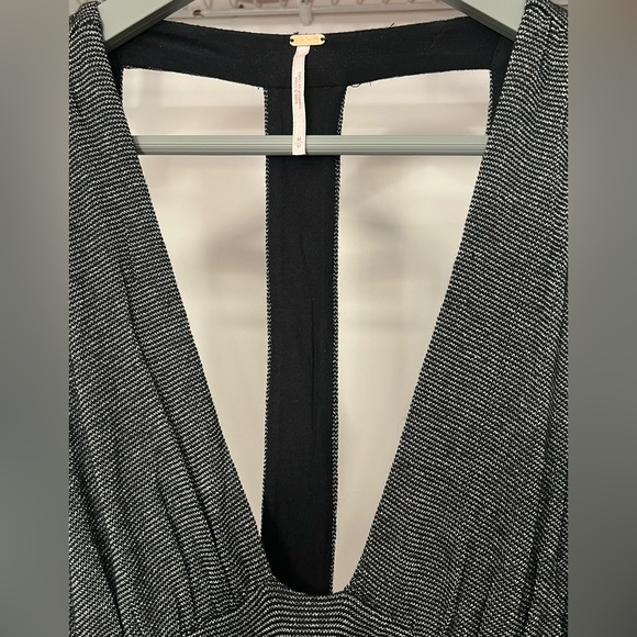 Free People Silver Black and Silver Dance Of The Night Midi Dress Size M - Picture 6 of 9